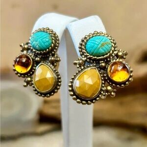 STEPHEN DWECK Turquoise & Citrine Earrings 925 Sterling Silver